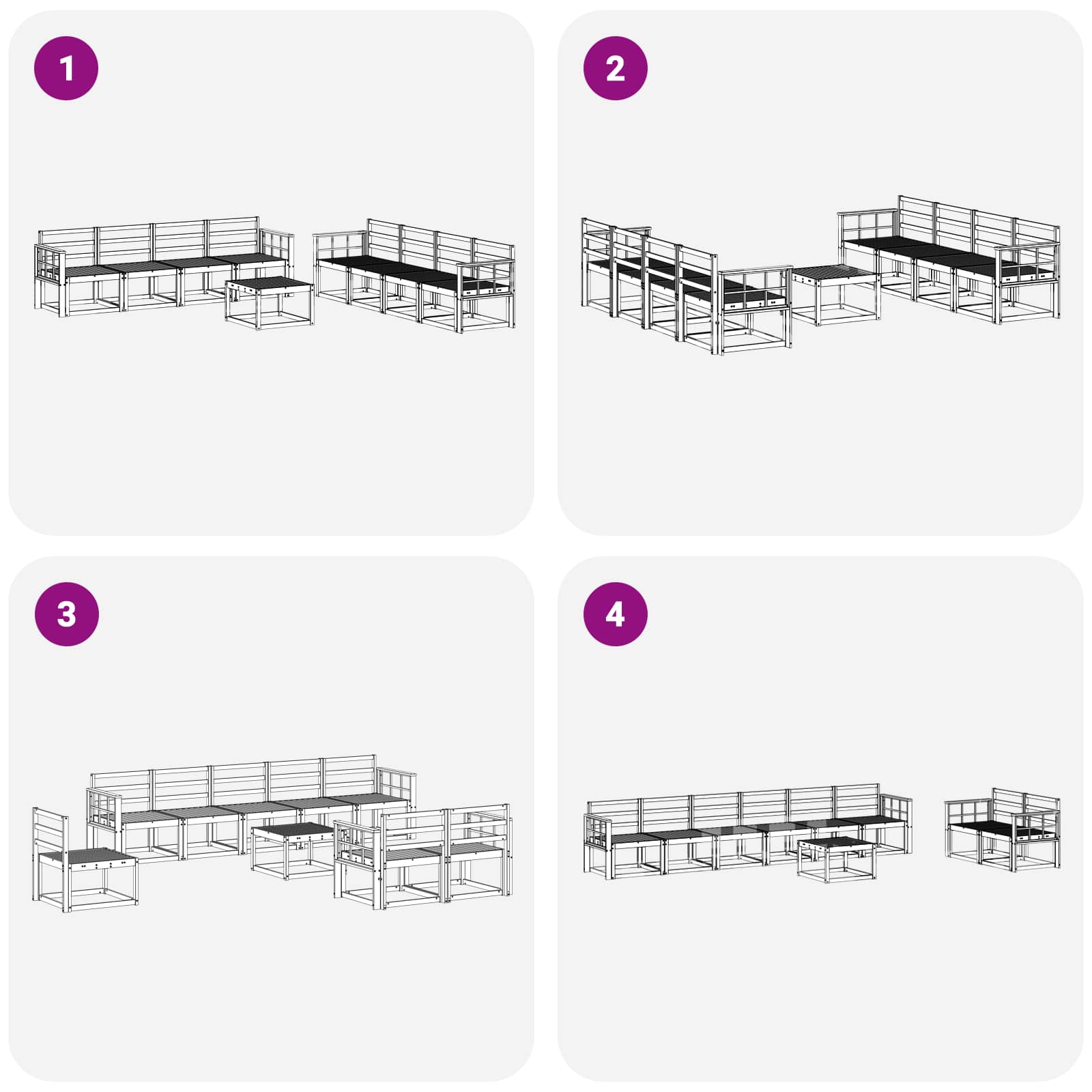 Outdoor-Sofagarnitur 9 pcs Weiß 59 x 59 x 37 cm