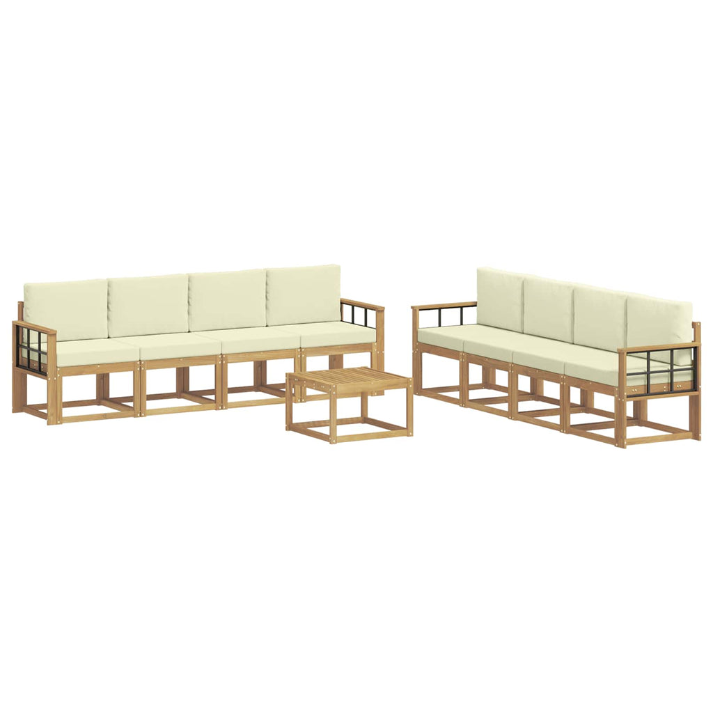 Outdoor-Sofagarnitur mit Kissen 9 pcs Weiß und Creme