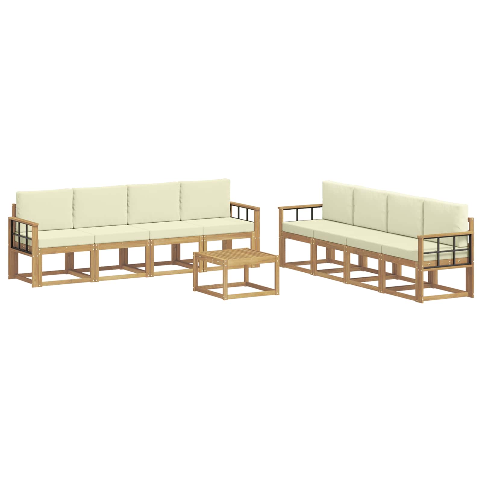 Outdoor-Sofagarnitur mit Kissen 9 pcs Weiß und Creme