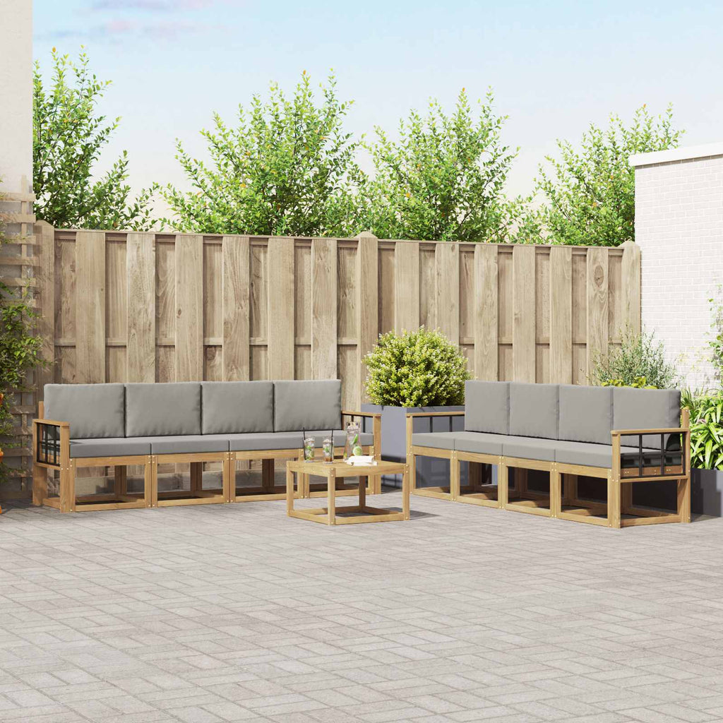 Outdoor-Sofagarnitur 9 pcs Weiß und Hellgrau 59 x 59 x 37 cm