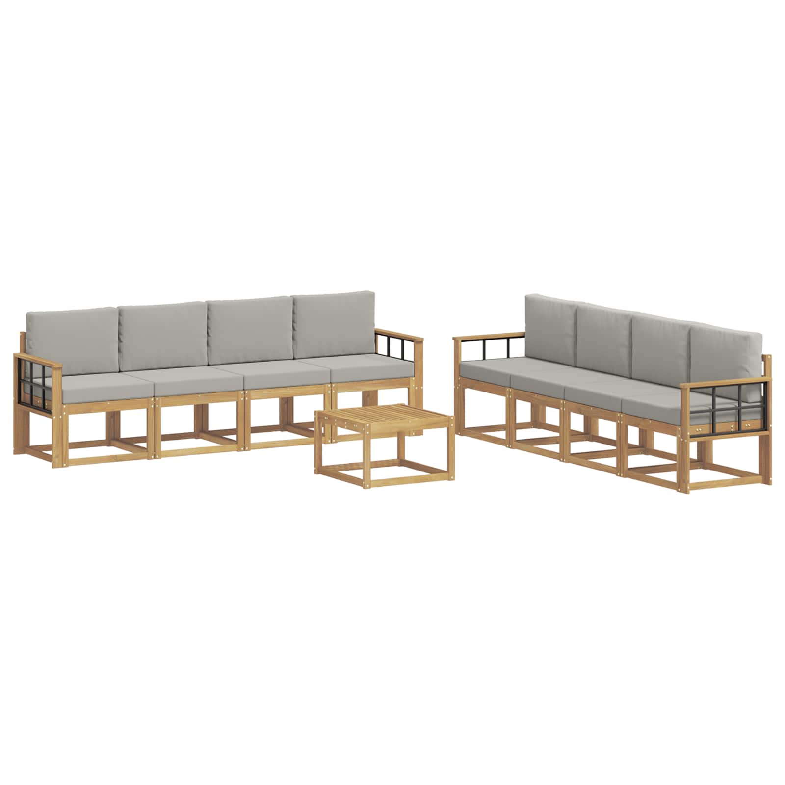 Outdoor-Sofagarnitur 9 pcs Weiß und Hellgrau 59 x 59 x 37 cm