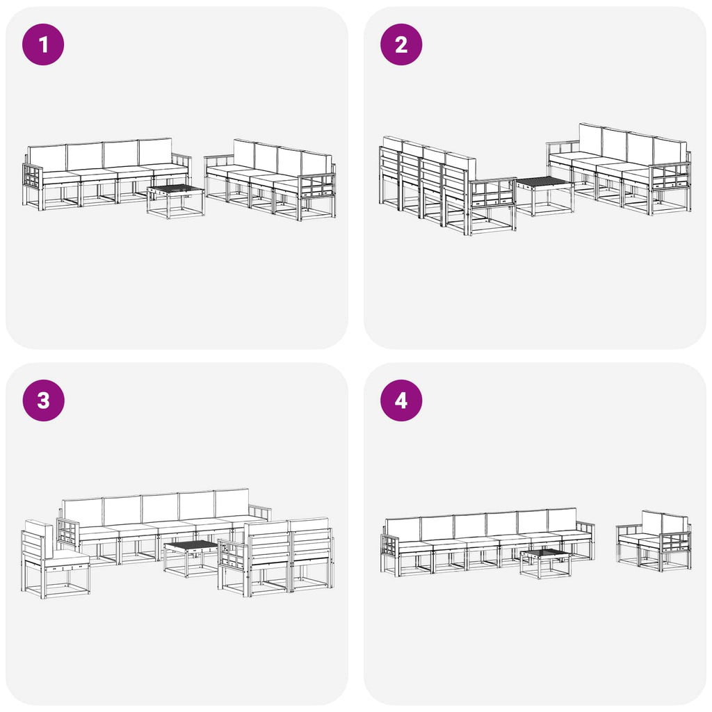Outdoor-Sofagarnitur 9 pcs Weiß und Hellgrau 59 x 59 x 37 cm