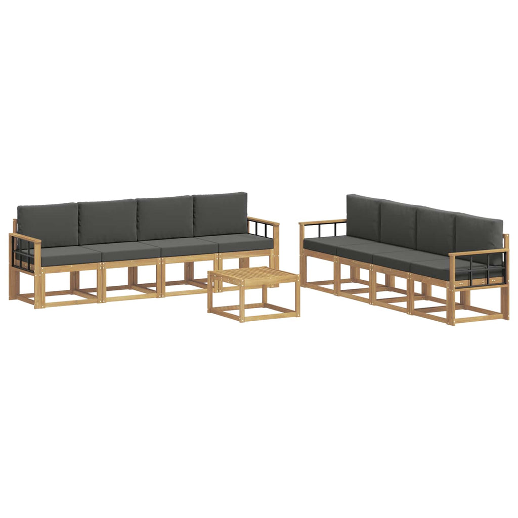Outdoor-Sofagarnitur mit Kissen 9 pcs Weiß und Anthrazit