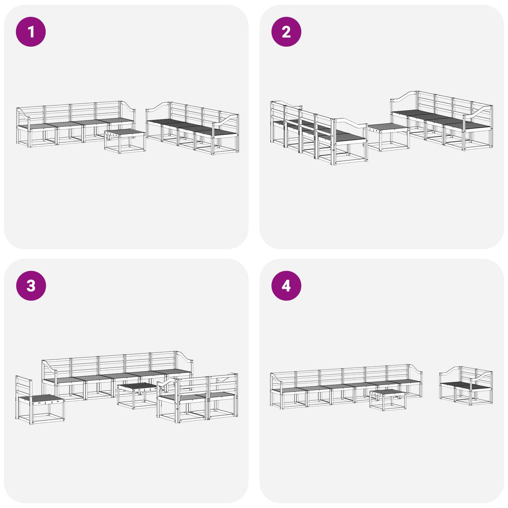 Outdoor-Sofagarnitur 9 pcs Weiß 59 x 59 x 37 cm