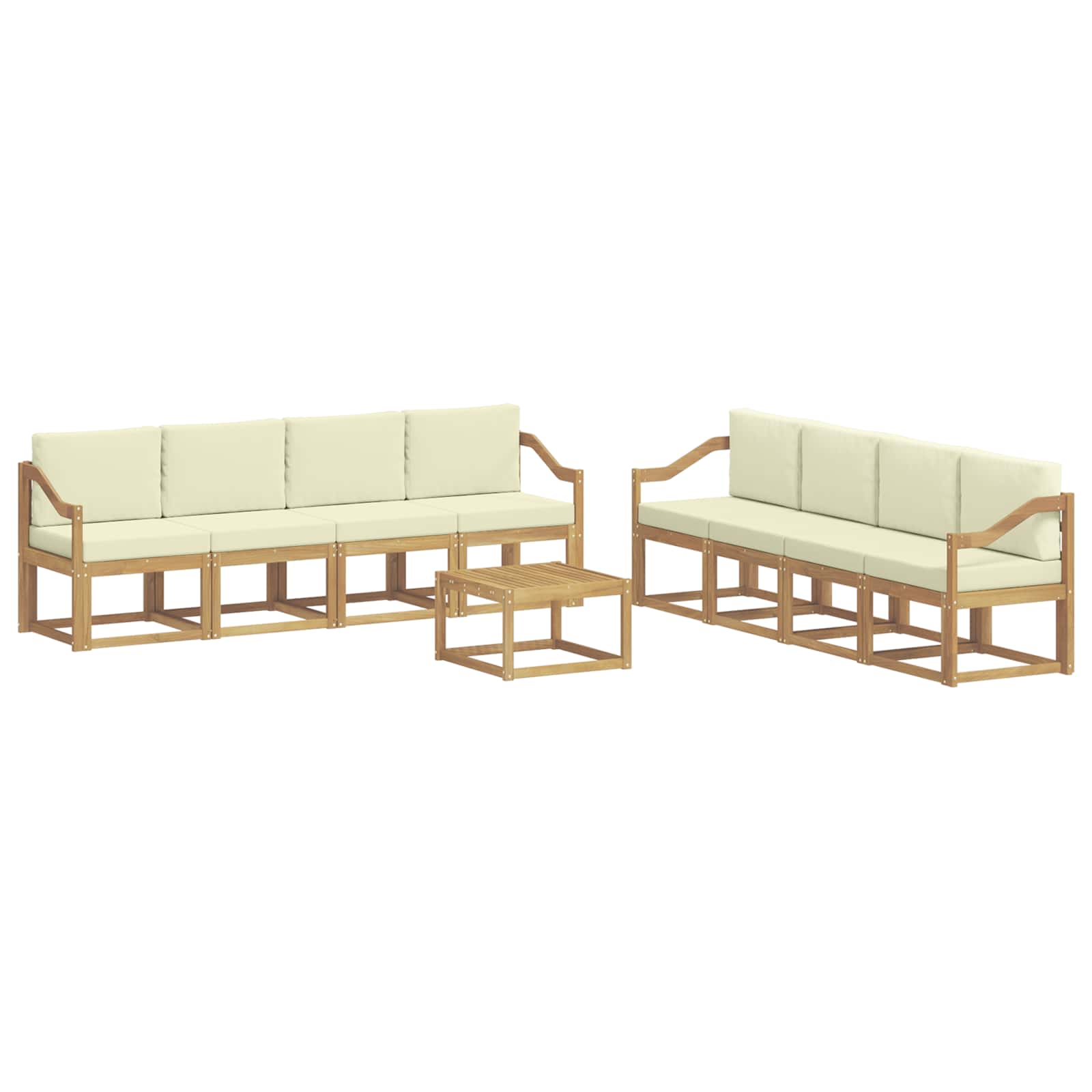 Outdoor-Sofagarnitur mit Kissen 9 pcs Weiß und Creme