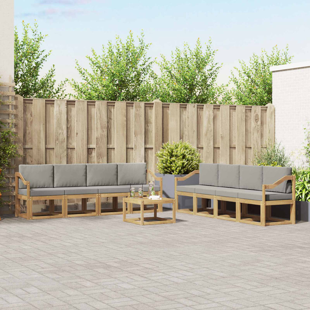 Outdoor-Sofagarnitur 9 pcs Weiß und Hellgrau 59 x 59 x 37 cm