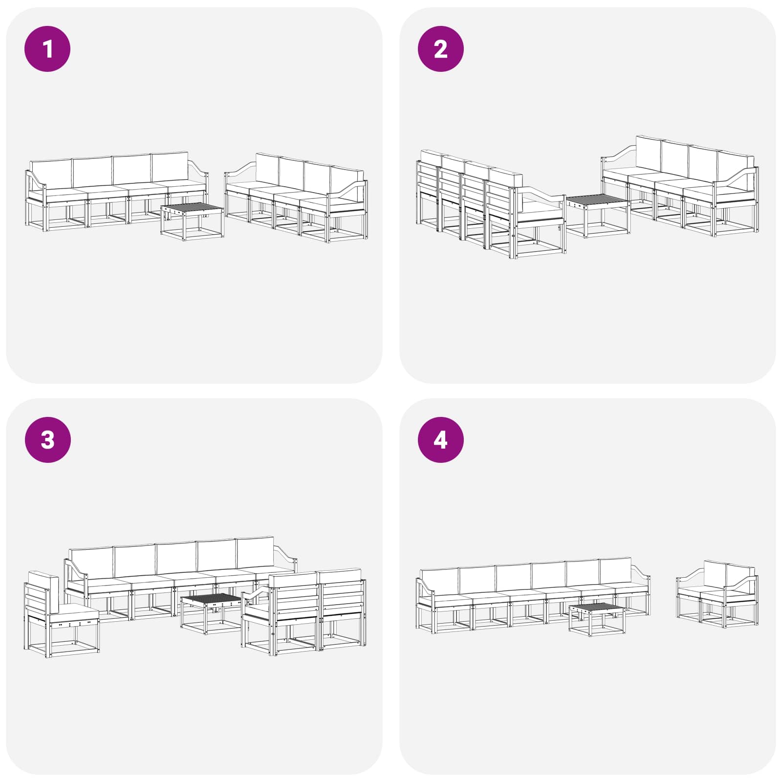 Outdoor-Sofagarnitur mit Kissen 9 pcs Weiß und Anthrazit