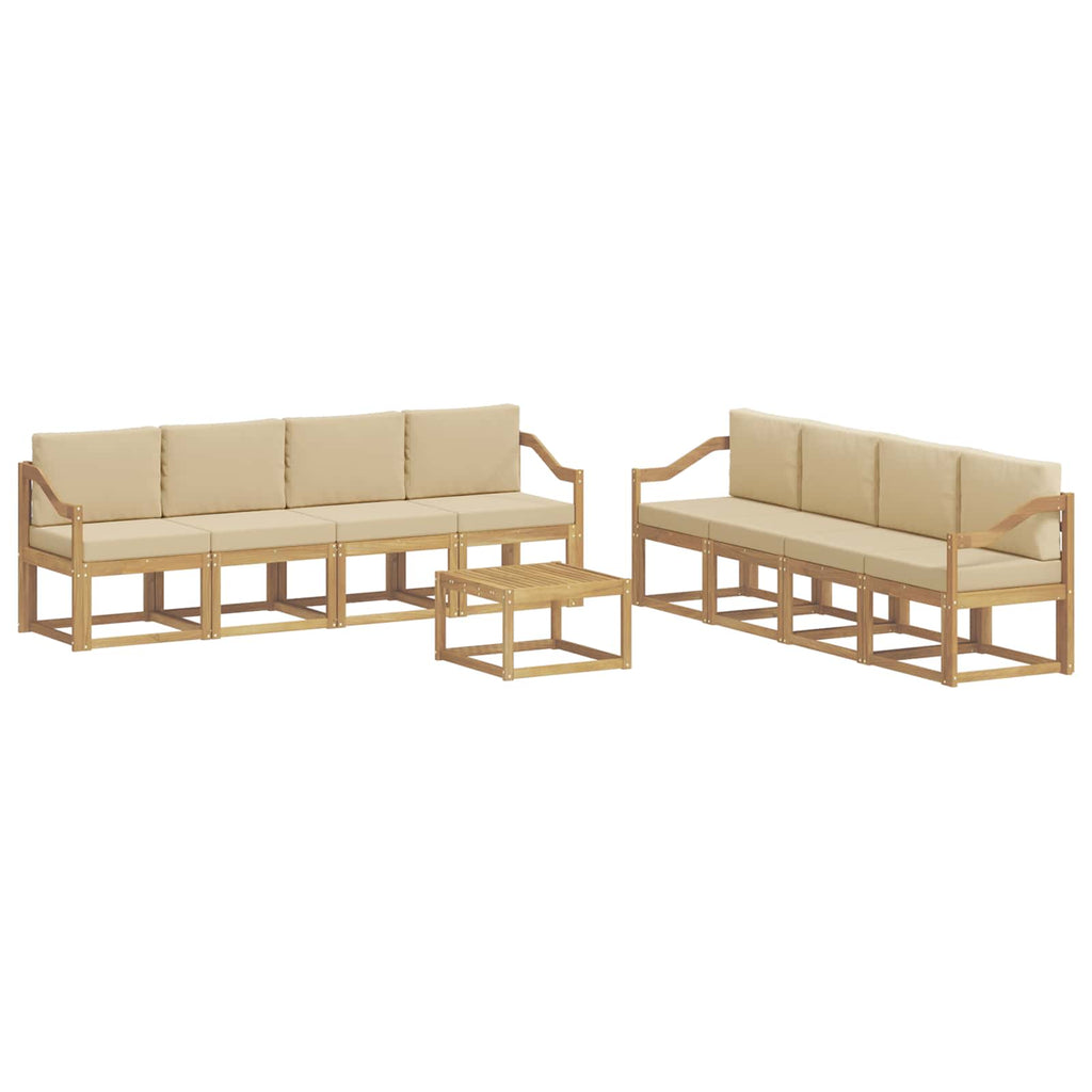 Outdoor-Sofagarnitur mit Kissen 9 pcs Weiß und Beige