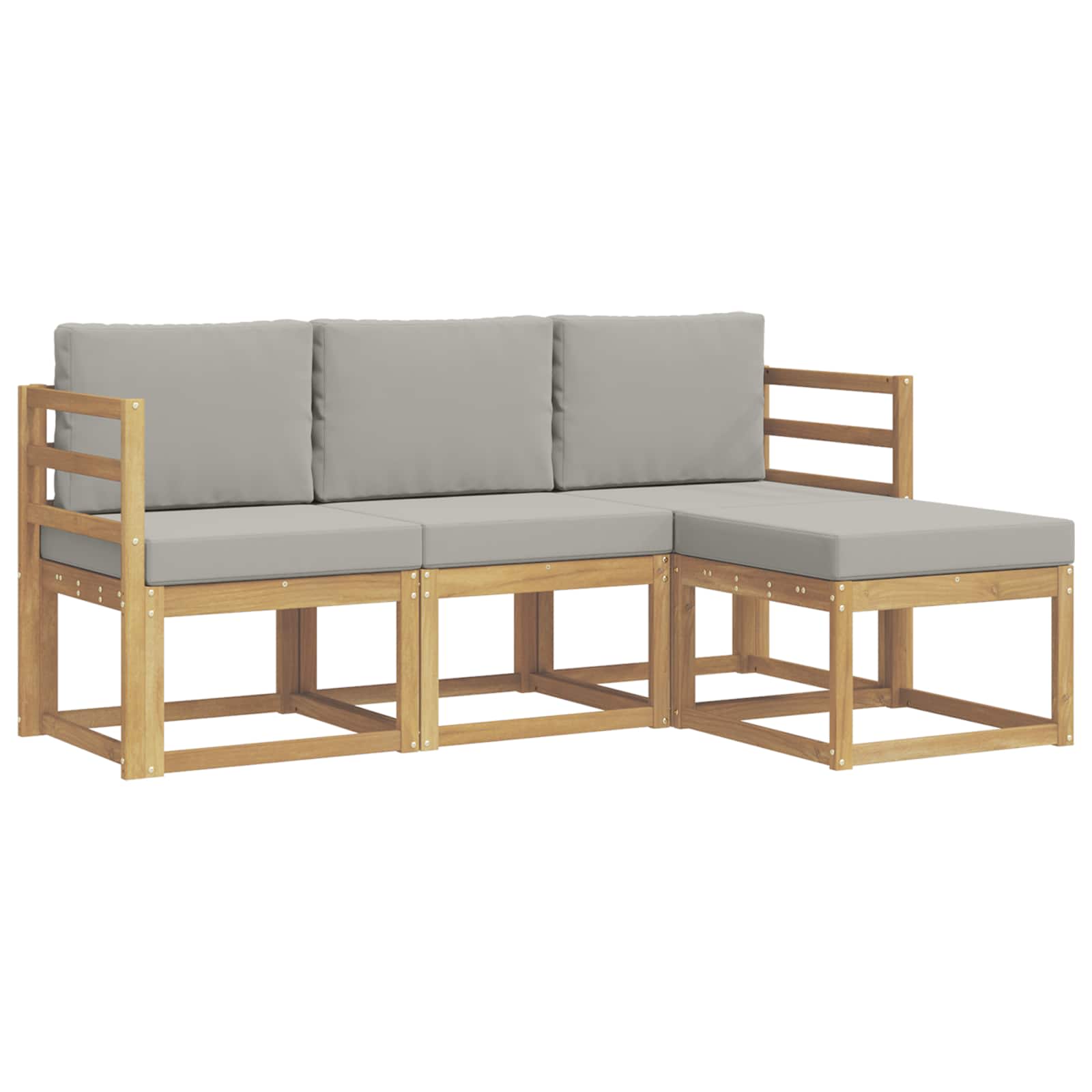 Outdoor-Sofagarnitur 4 pcs Weiß und Hellgrau