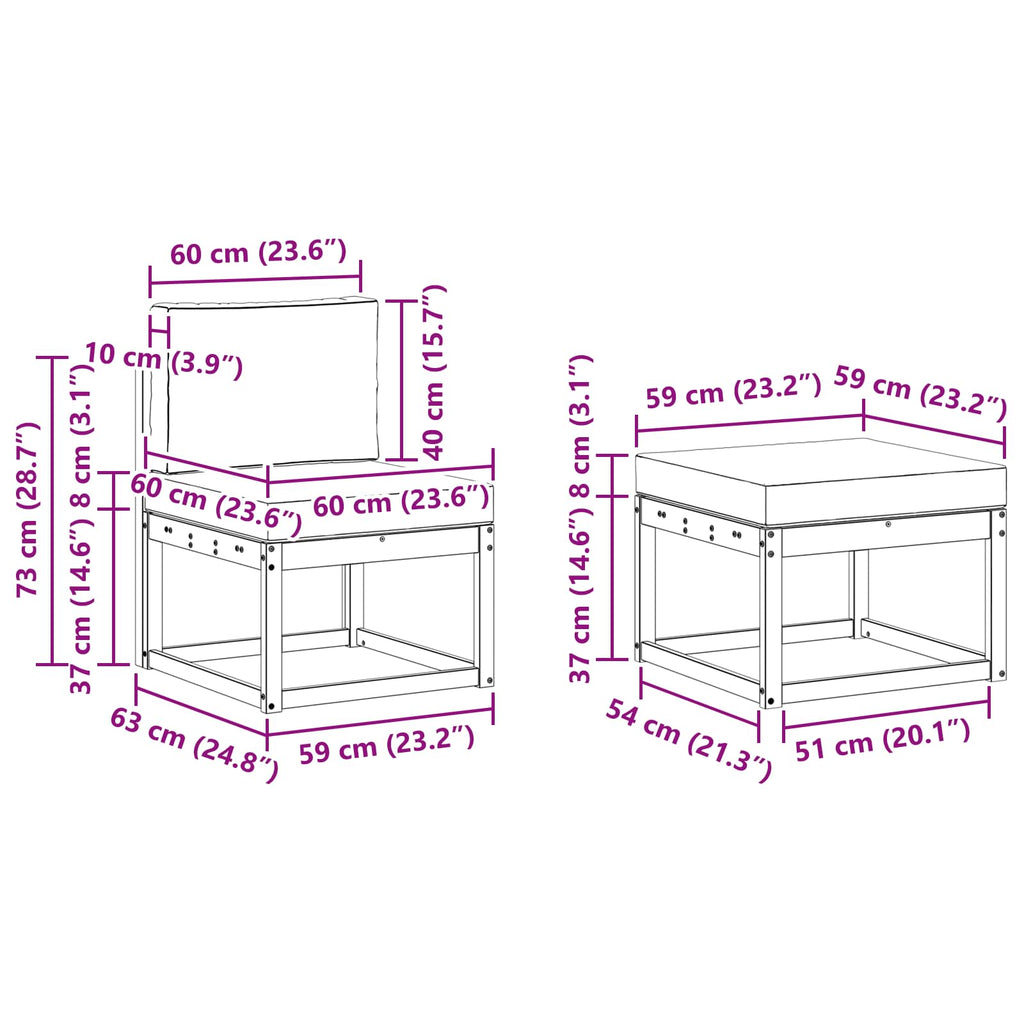 Outdoor-Sofagarnitur 4 pcs Weiß und Hellgrau