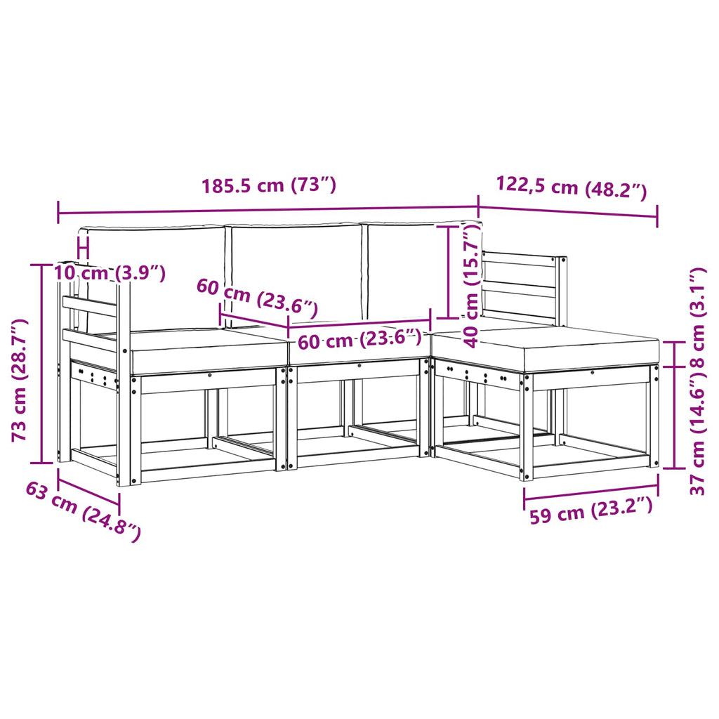 Outdoor-Sofagarnitur 4 pcs