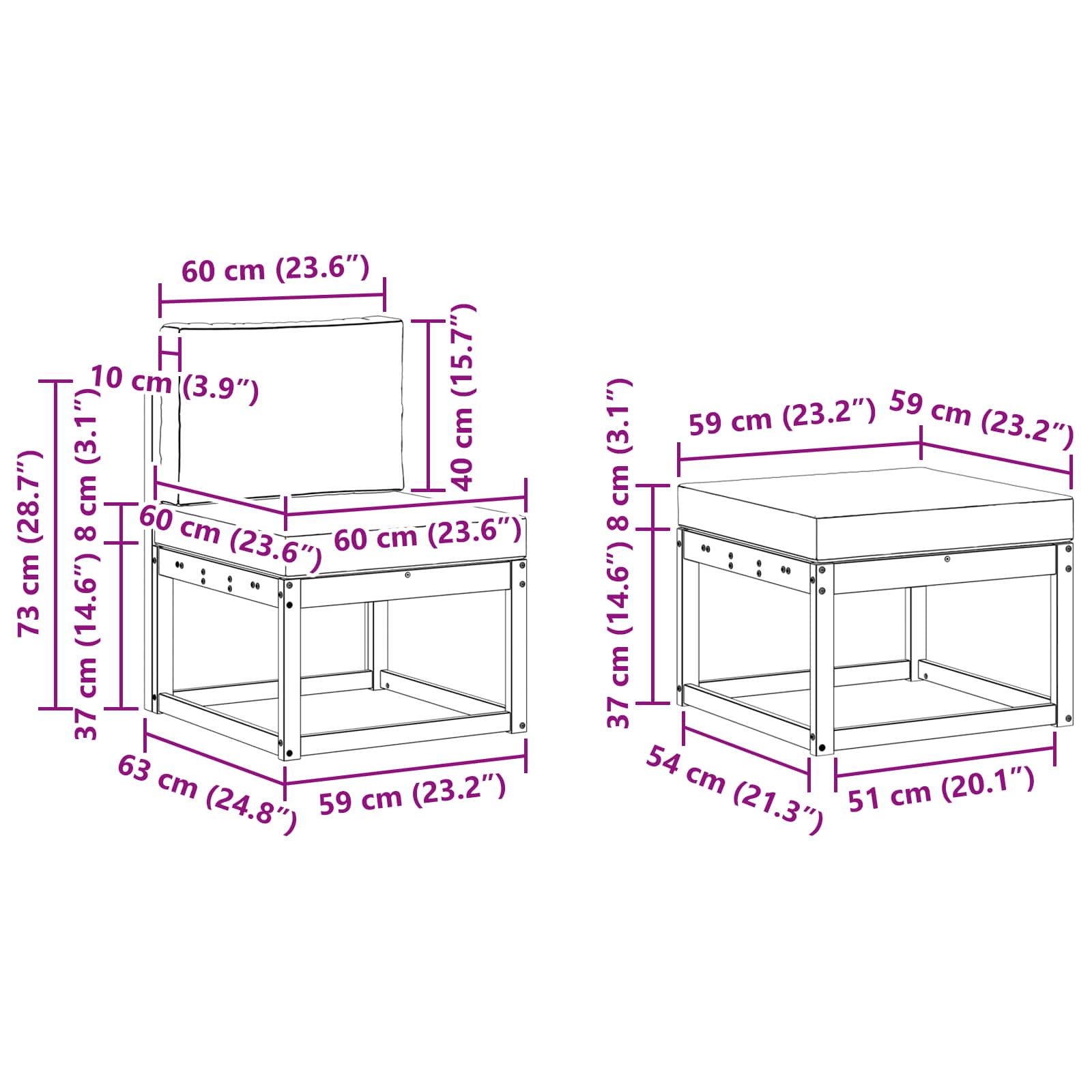 Outdoor-Sofagarnitur 4 pcs