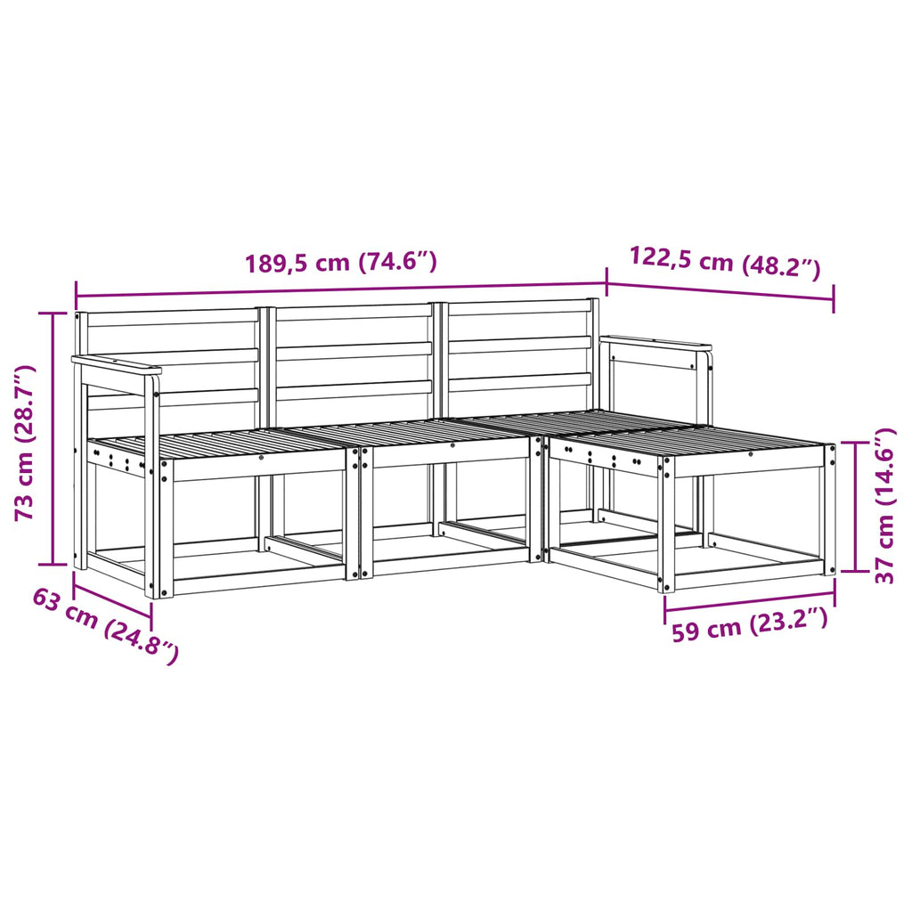 Outdoor-Sofagarnitur 4 pcs Weiß 189,5 x 122,5 x 73 cm