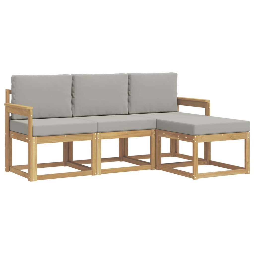 Outdoor-Sofagarnitur 4 pcs Weiß und Hellgrau