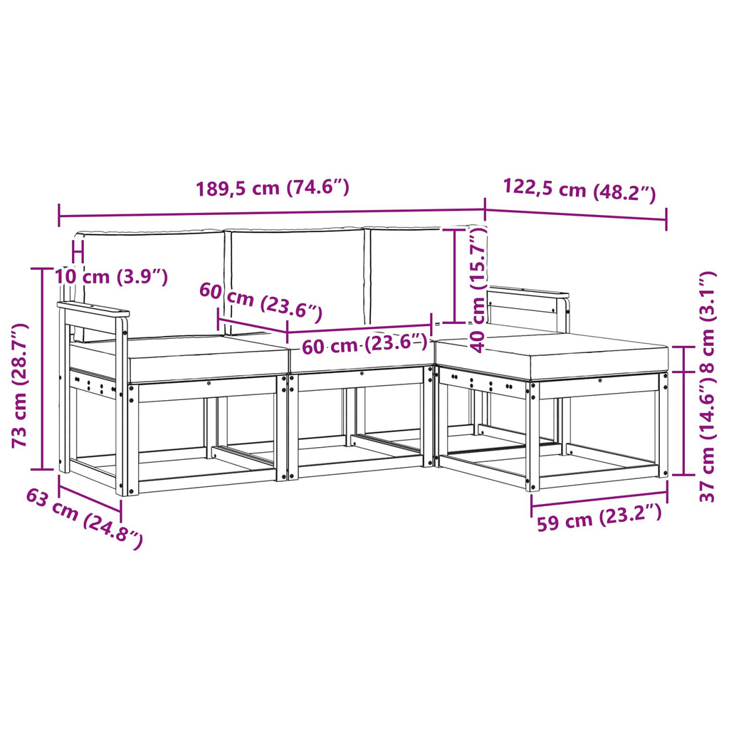 Outdoor-Sofagarnitur 4 pcs