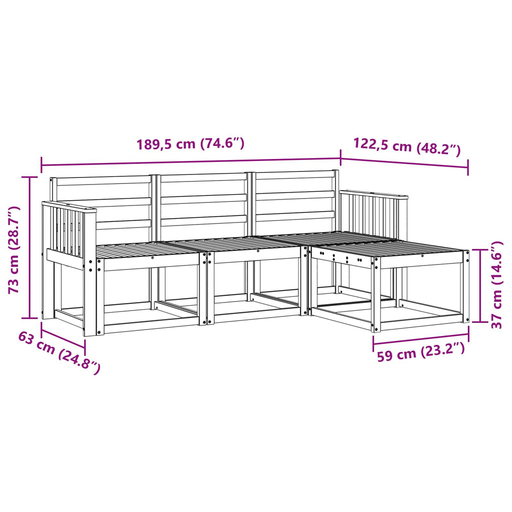 Outdoor-Sofagarnitur 4 pcs Weiß 189,5 x 122,5 x 73 cm
