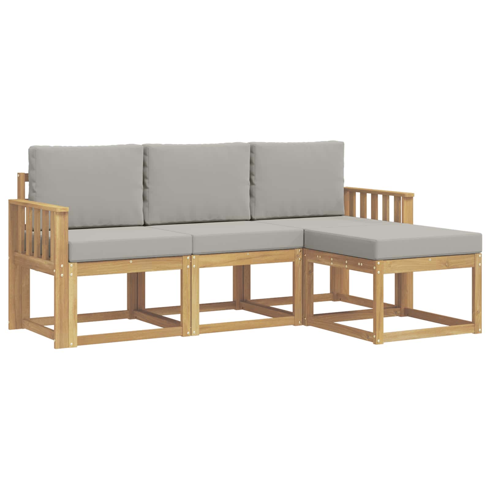 Outdoor-Sofagarnitur 4 pcs Weiß und Hellgrau