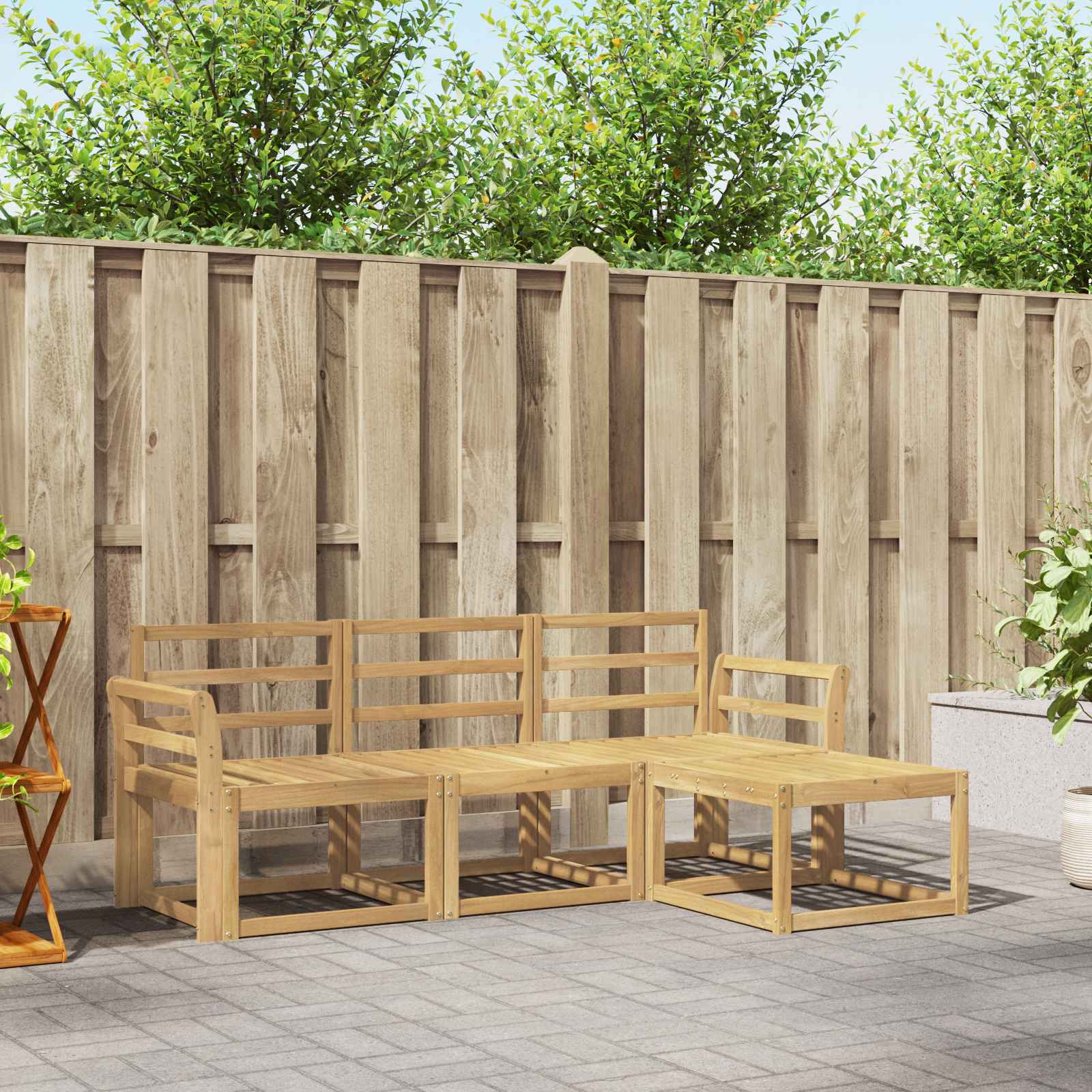 Outdoor-Sofagarnitur 4 pcs Weiß 194 x 122,5 x 73 cm