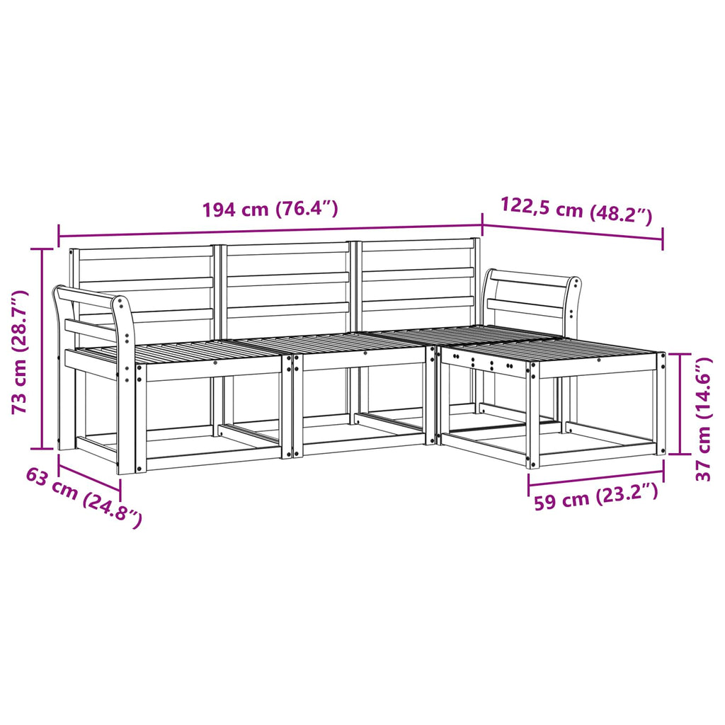 Outdoor-Sofagarnitur 4 pcs Weiß 194 x 122,5 x 73 cm