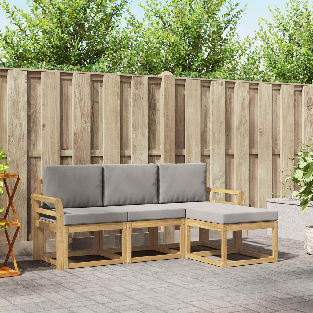 Outdoor-Sofagarnitur 4 pcs Weiß und Hellgrau