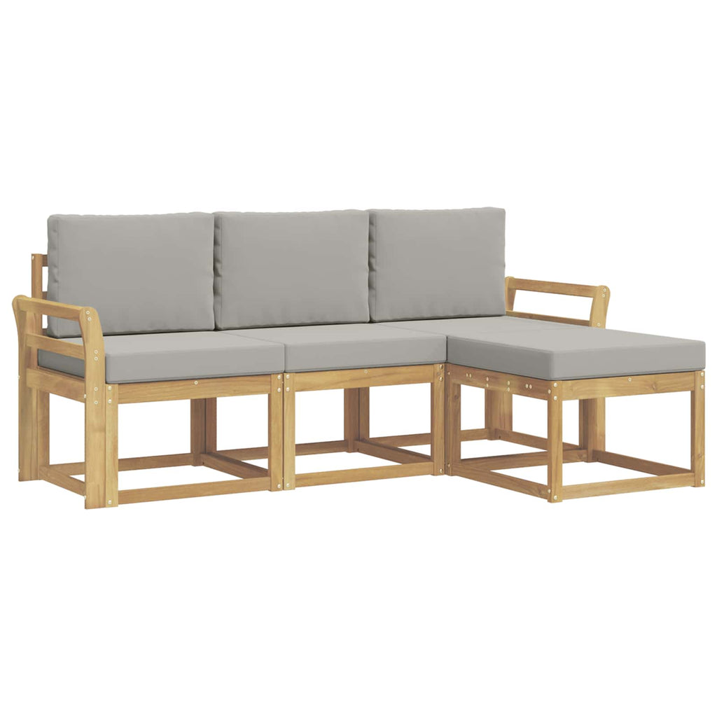 Outdoor-Sofagarnitur 4 pcs Weiß und Hellgrau