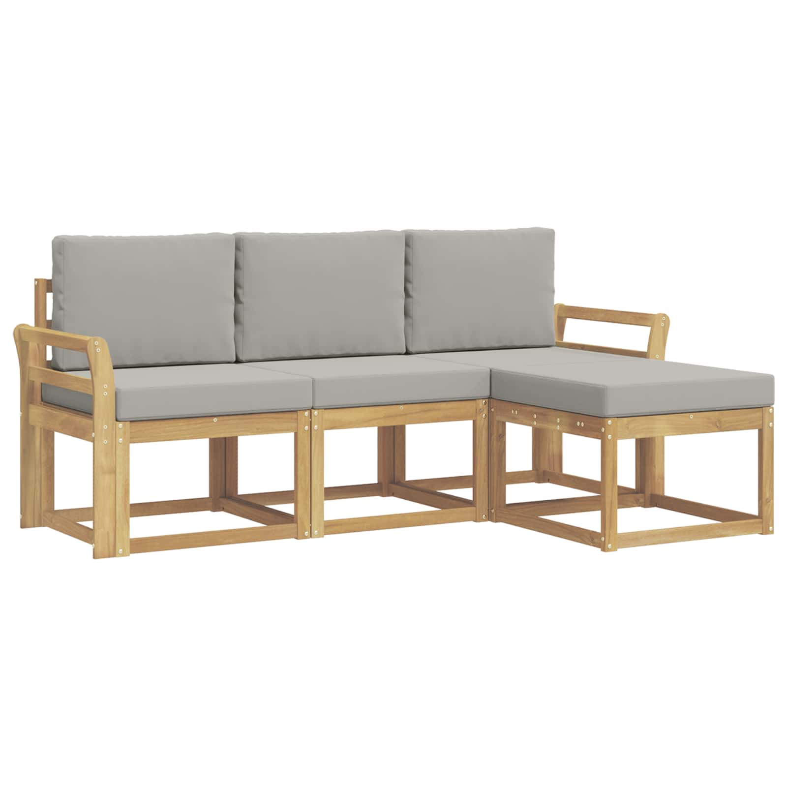 Outdoor-Sofagarnitur 4 pcs Weiß und Hellgrau