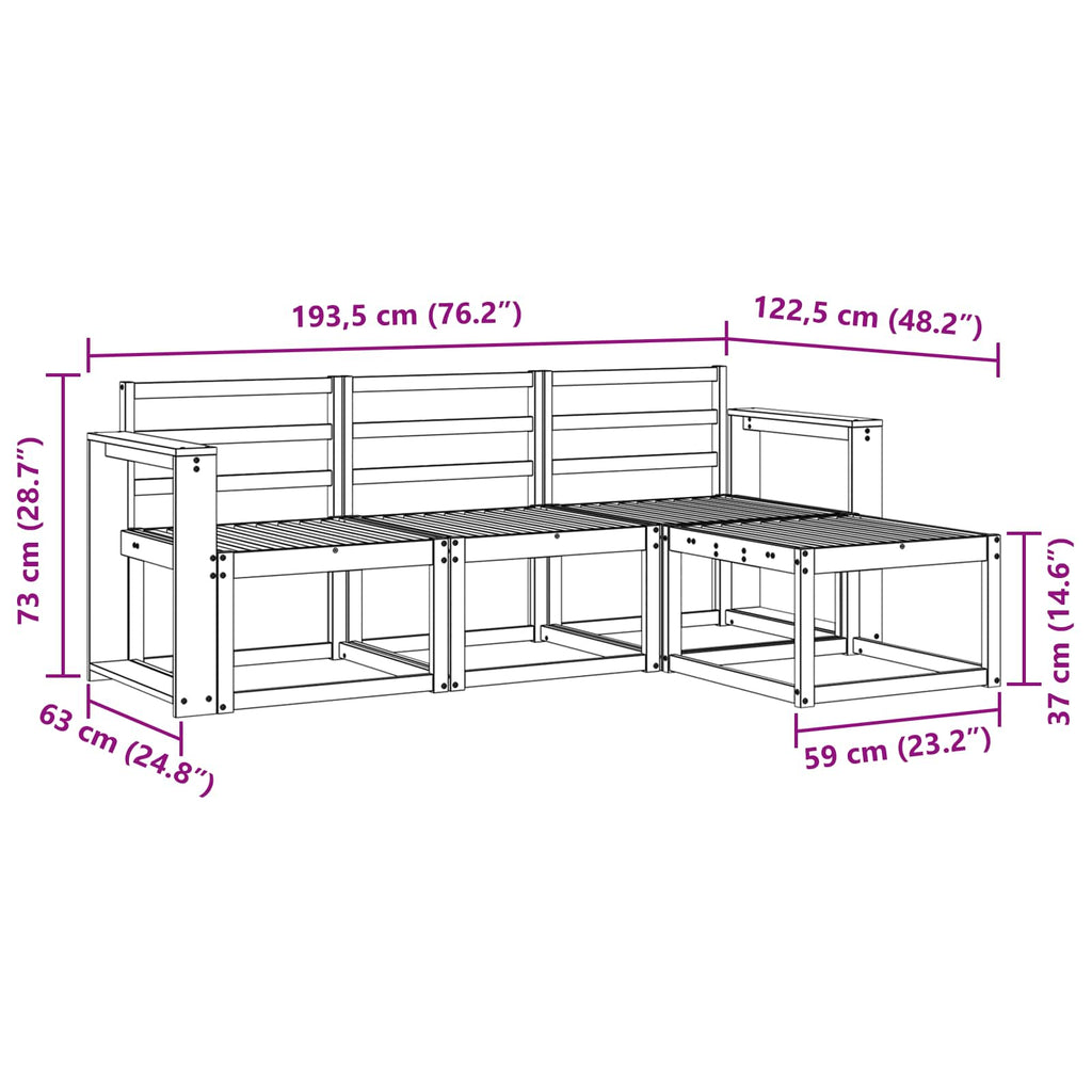 Outdoor-Sofagarnitur 4 pcs Weiß 193,5 x 122,5 x 73 cm
