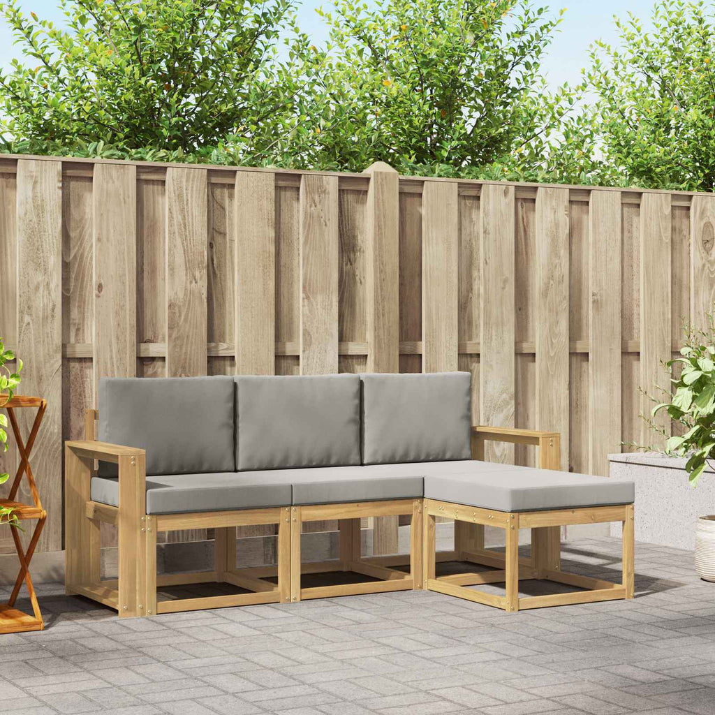 Outdoor-Sofagarnitur 4 pcs Weiß und Hellgrau