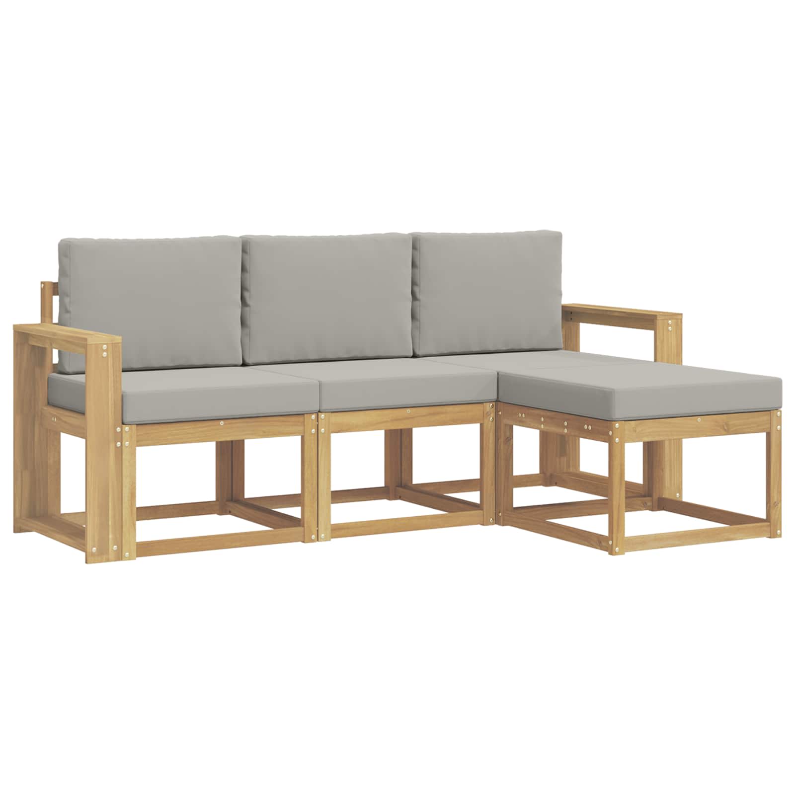 Outdoor-Sofagarnitur 4 pcs Weiß und Hellgrau
