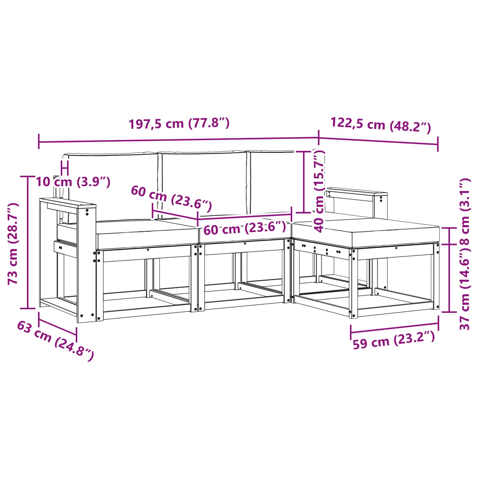 Outdoor-Sofagarnitur 4 pcs