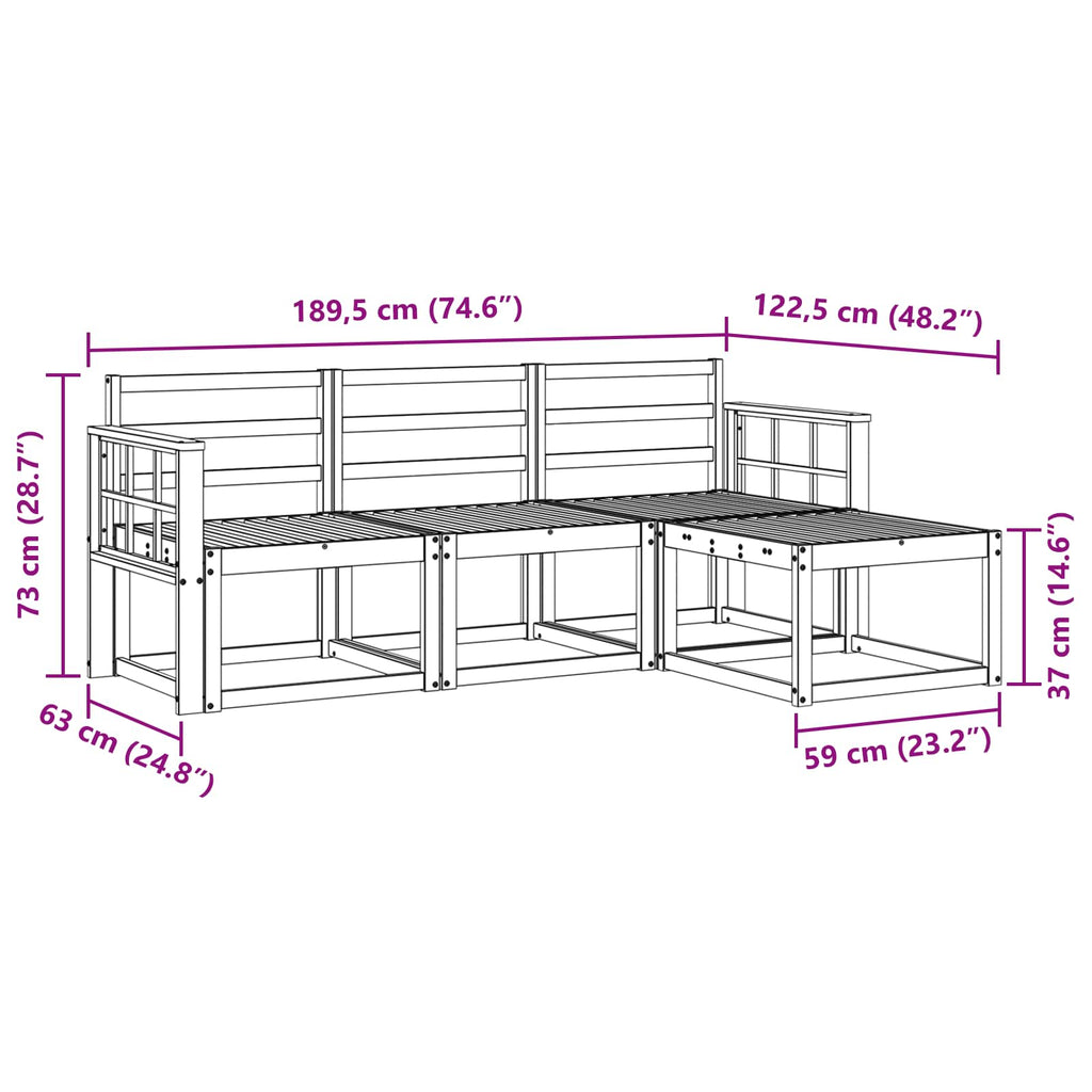 Outdoor-Sofagarnitur 4 pcs Weiß 189,5 x 122,5 x 73 cm