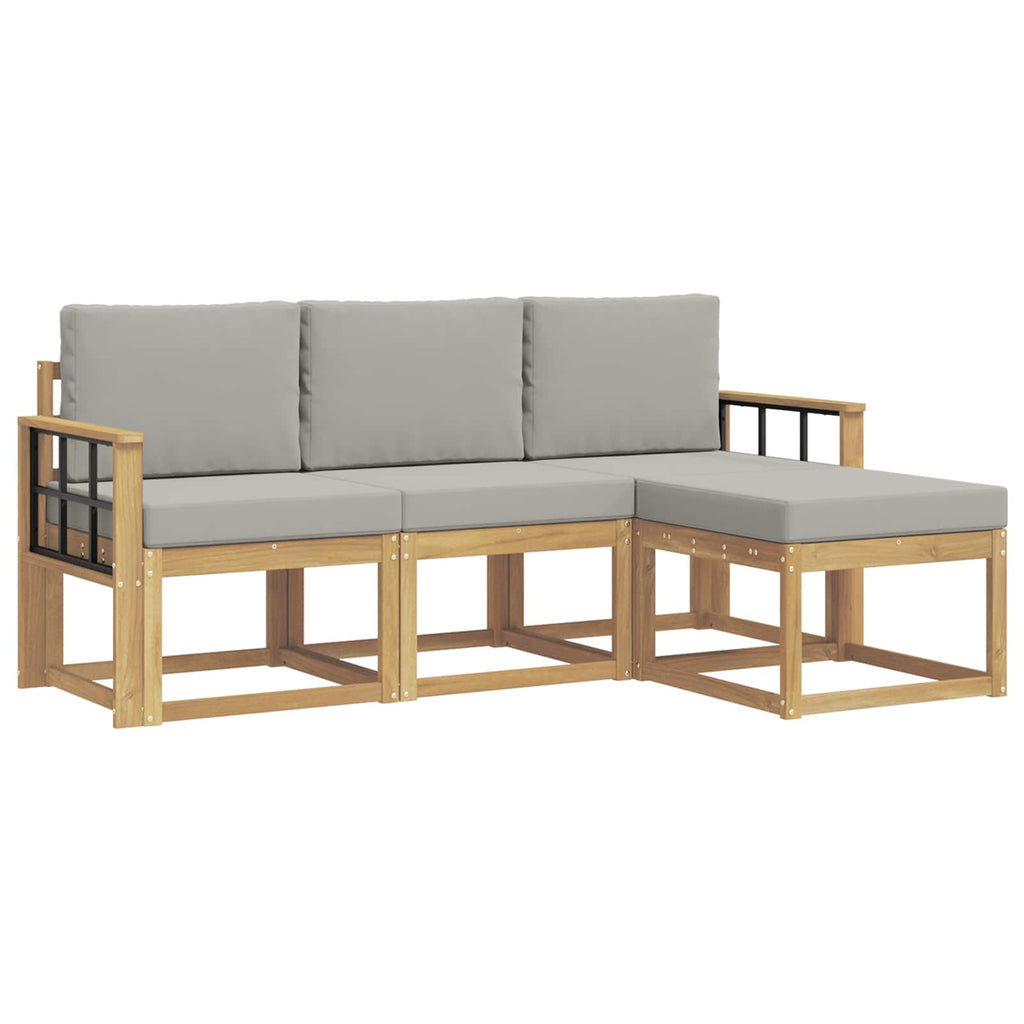 Outdoor-Sofagarnitur 4 pcs Weiß und Hellgrau