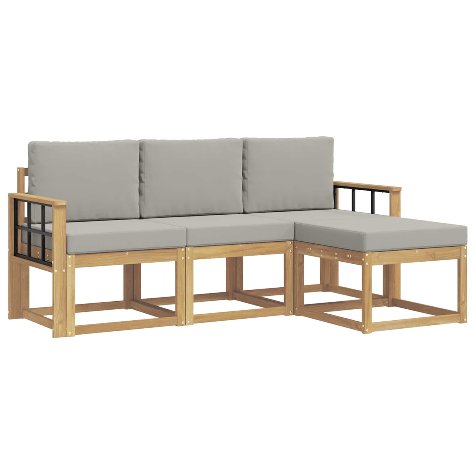 Outdoor-Sofagarnitur 4 pcs Weiß und Hellgrau