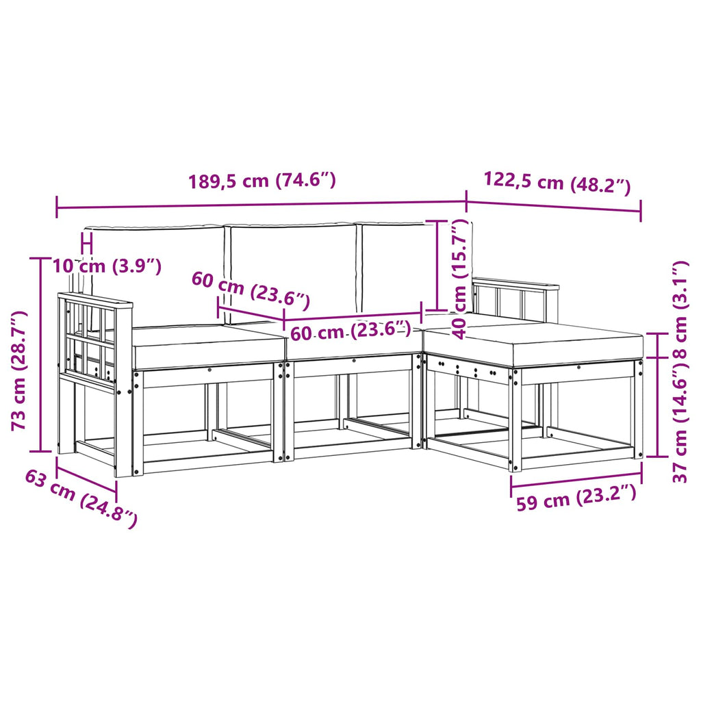Outdoor-Sofagarnitur 4 pcs