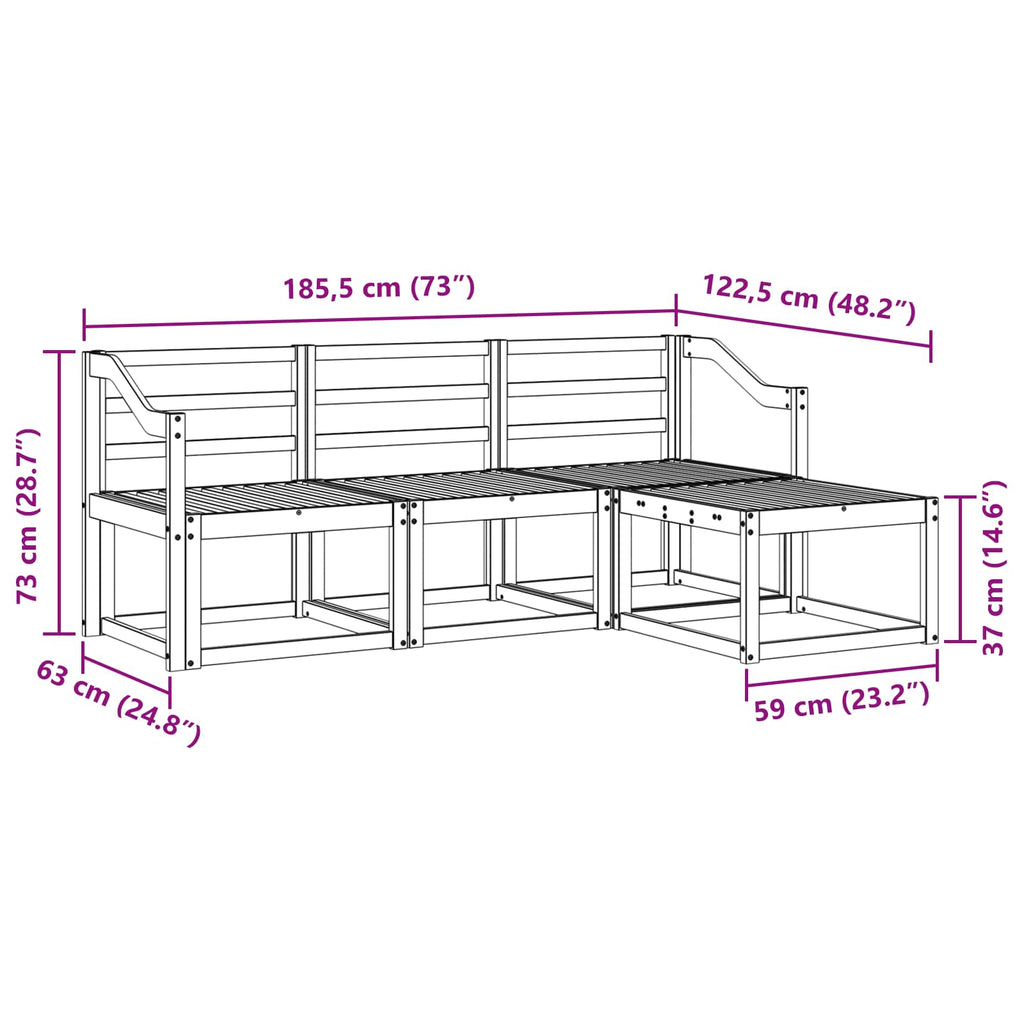 Outdoor-Sofagarnitur 4 pcs Weiß 185,5 x 122,5 x 73 cm