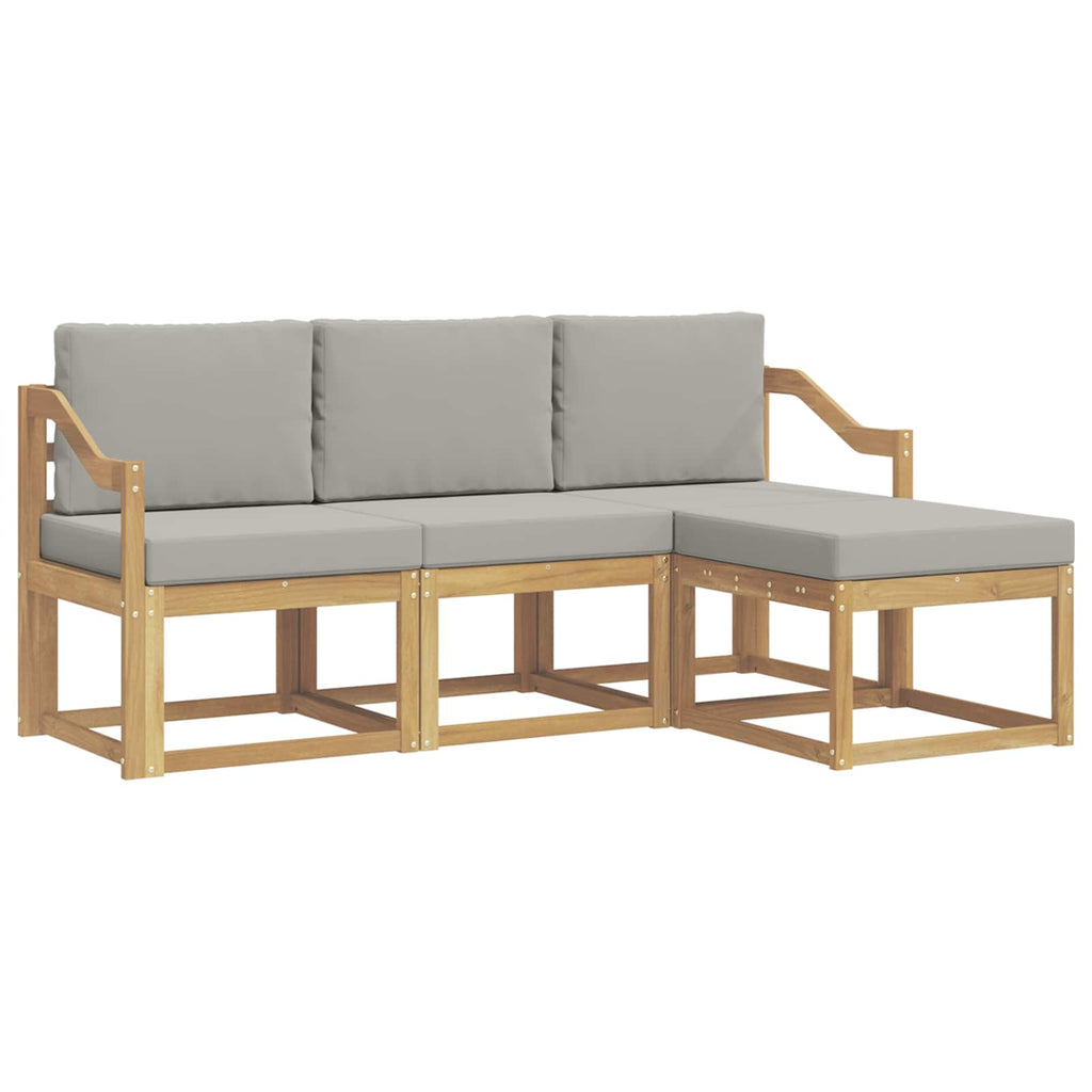Outdoor-Sofagarnitur 4 pcs Weiß und Hellgrau