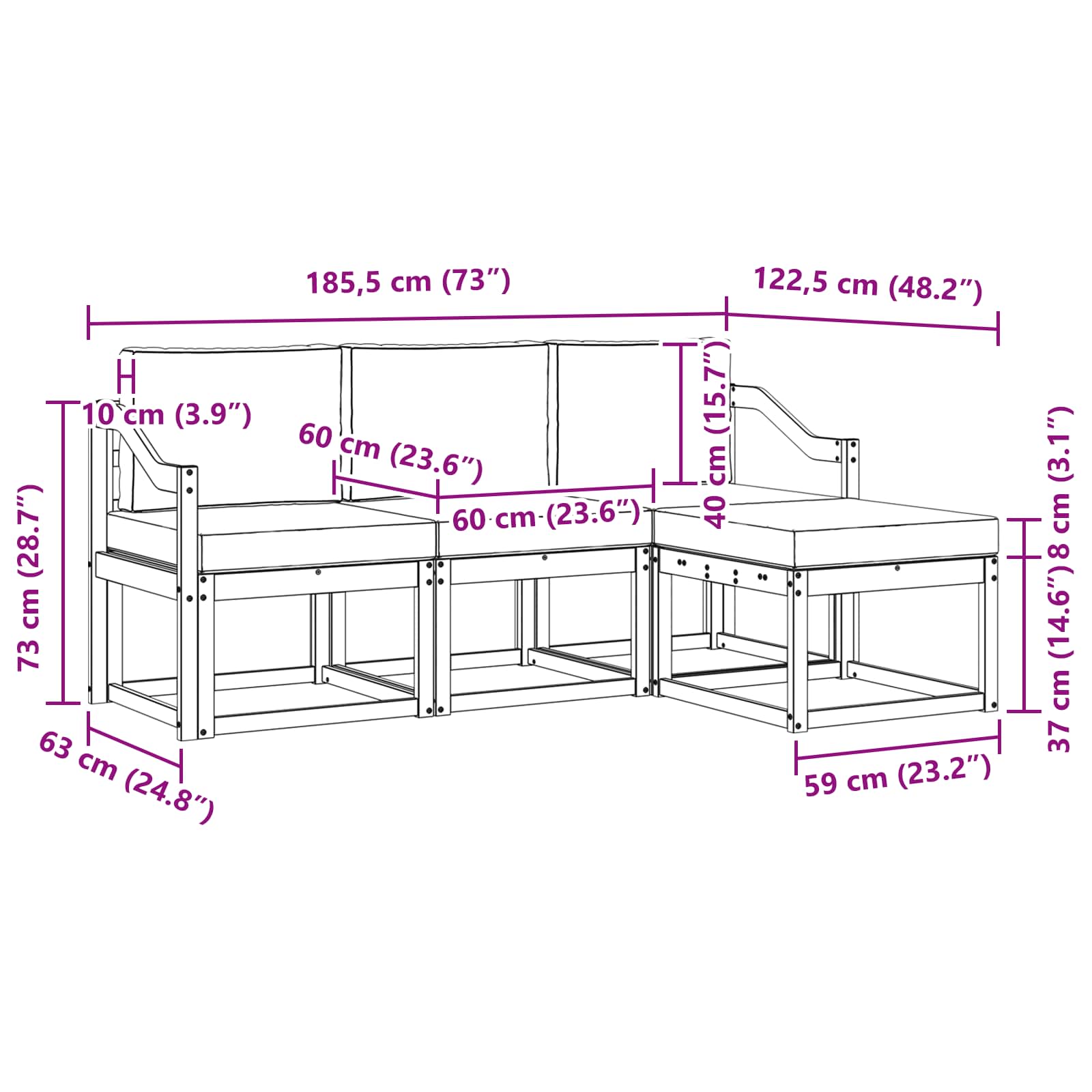 Outdoor-Sofagarnitur 4 pcs