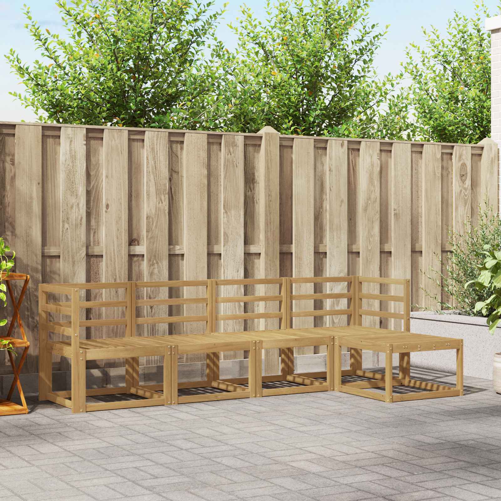 Outdoor-Sofagarnitur 5 pcs Weiß 245 x 122,5 x 73 cm