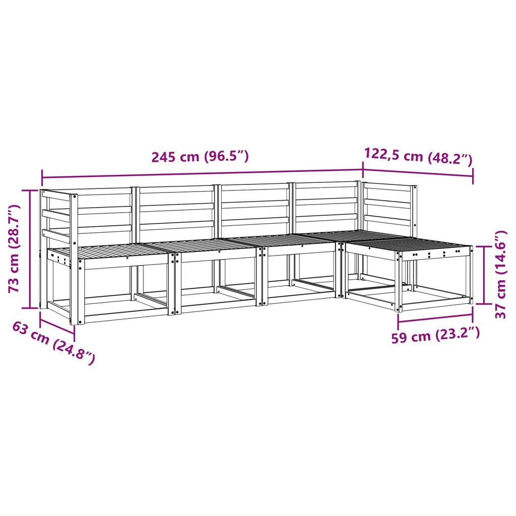 Outdoor-Sofagarnitur 5 pcs Weiß 245 x 122,5 x 73 cm