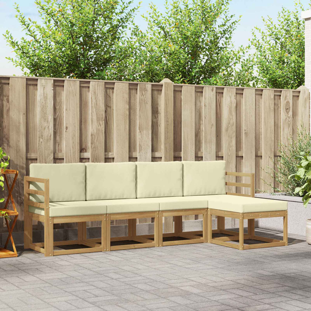 Outdoor-Sofagarnitur mit Kissen 5 pcs Weiß und Creme