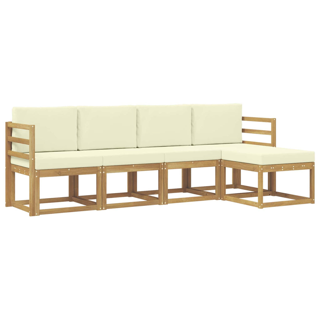 Outdoor-Sofagarnitur mit Kissen 5 pcs Weiß und Creme