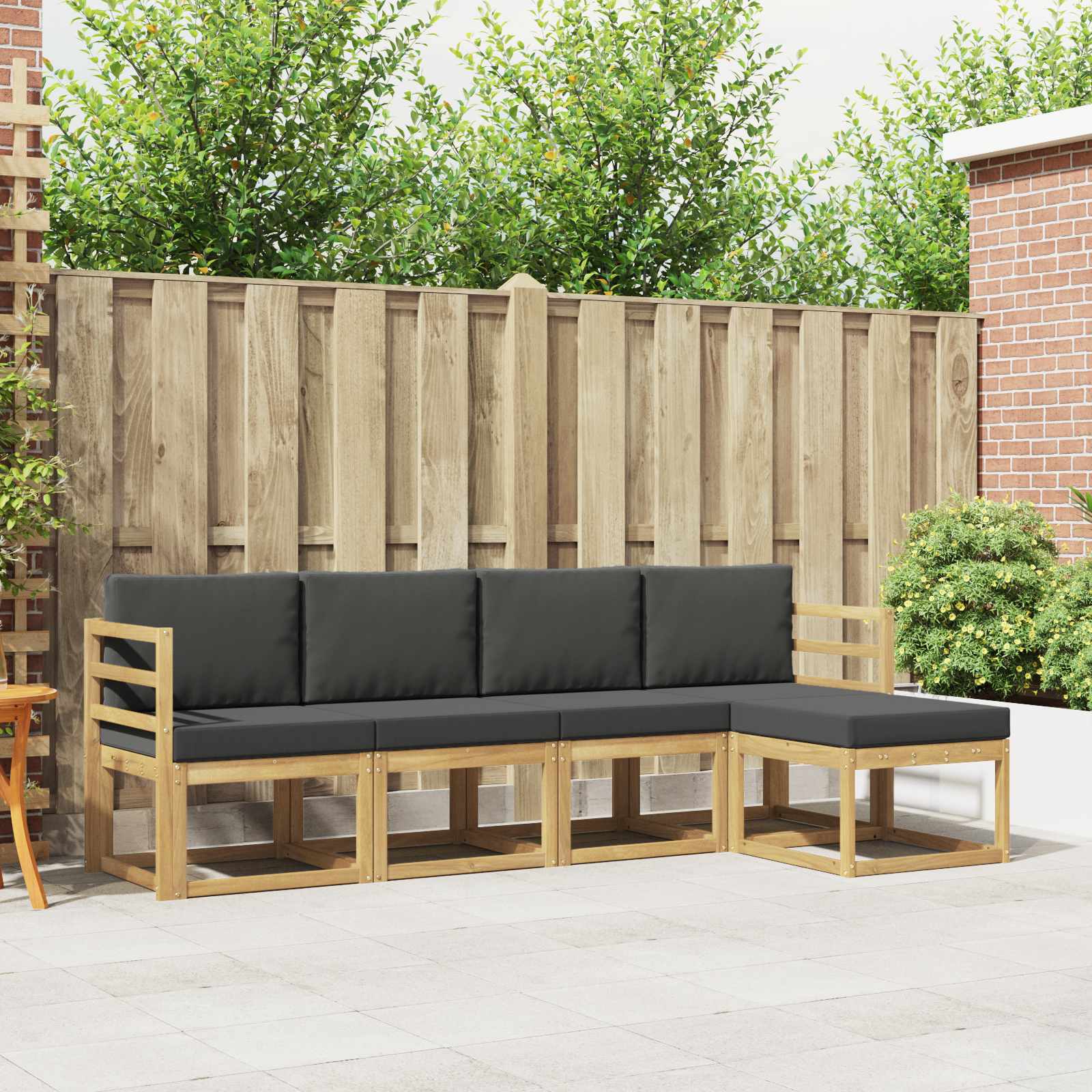 Outdoor-Sofagarnitur mit Kissen 5 pcs Weiß und Anthrazit