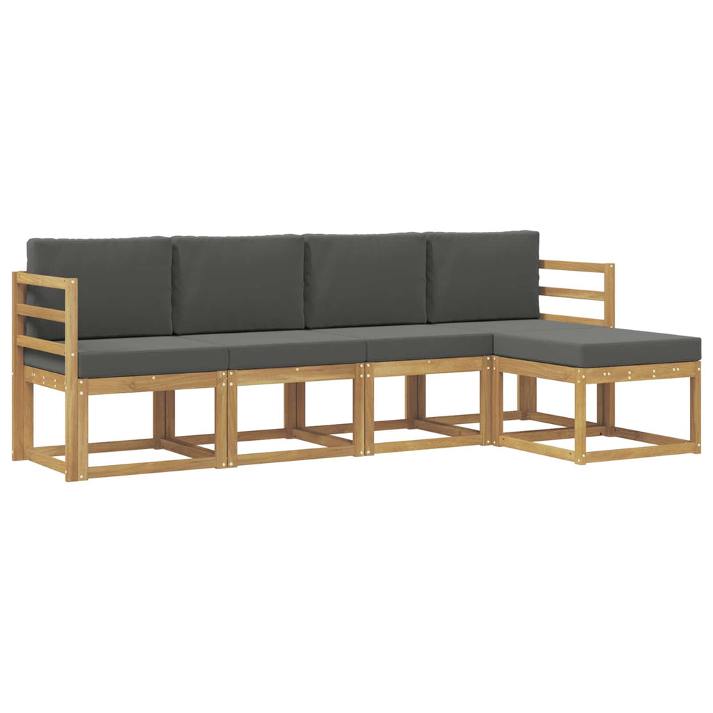 Outdoor-Sofagarnitur mit Kissen 5 pcs Weiß und Anthrazit