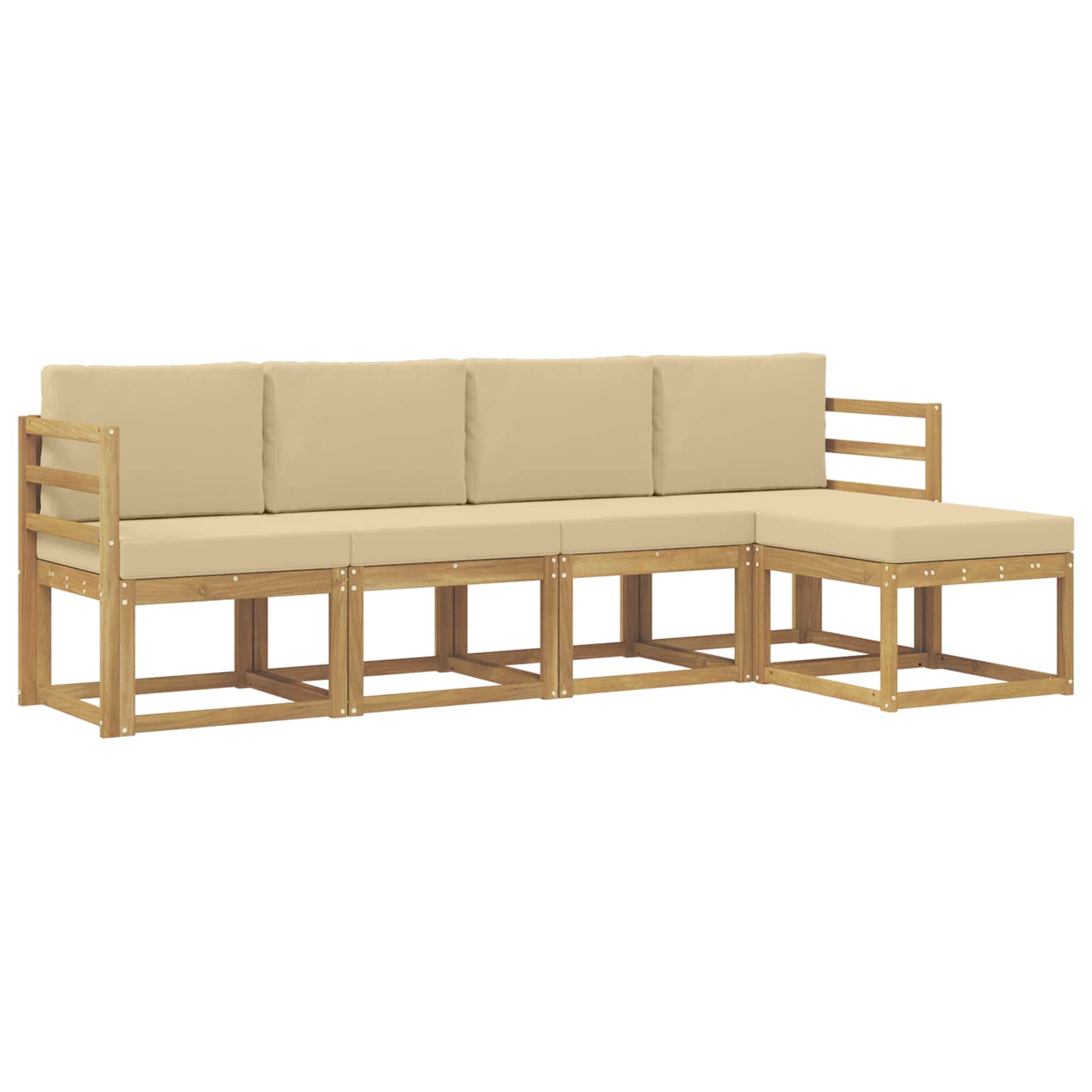 Outdoor-Sofagarnitur mit Kissen 5 pcs Weiß und Beige