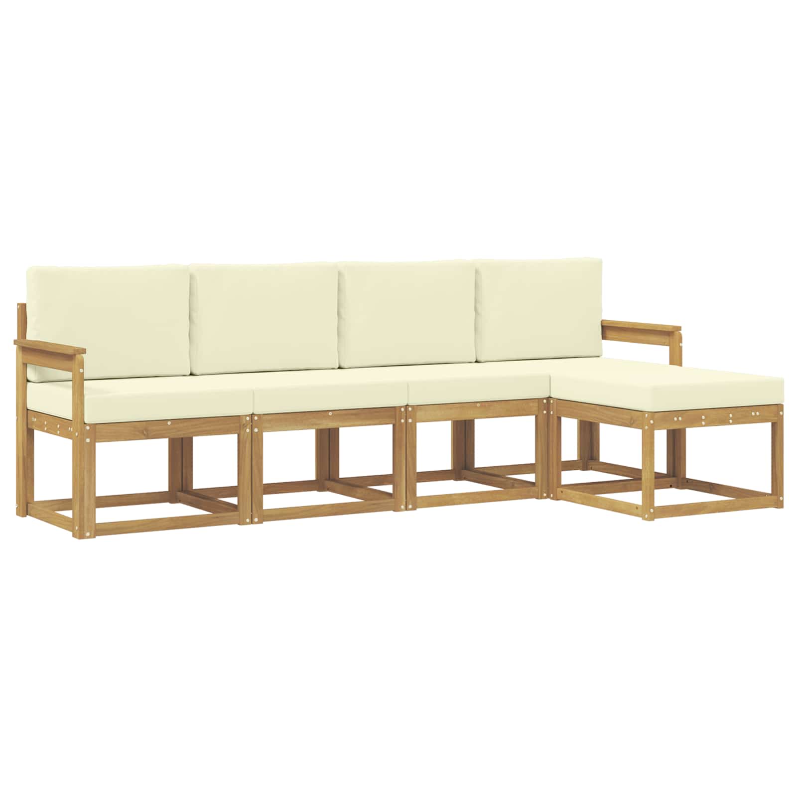 Outdoor-Sofagarnitur mit Kissen 5 pcs Weiß und Creme