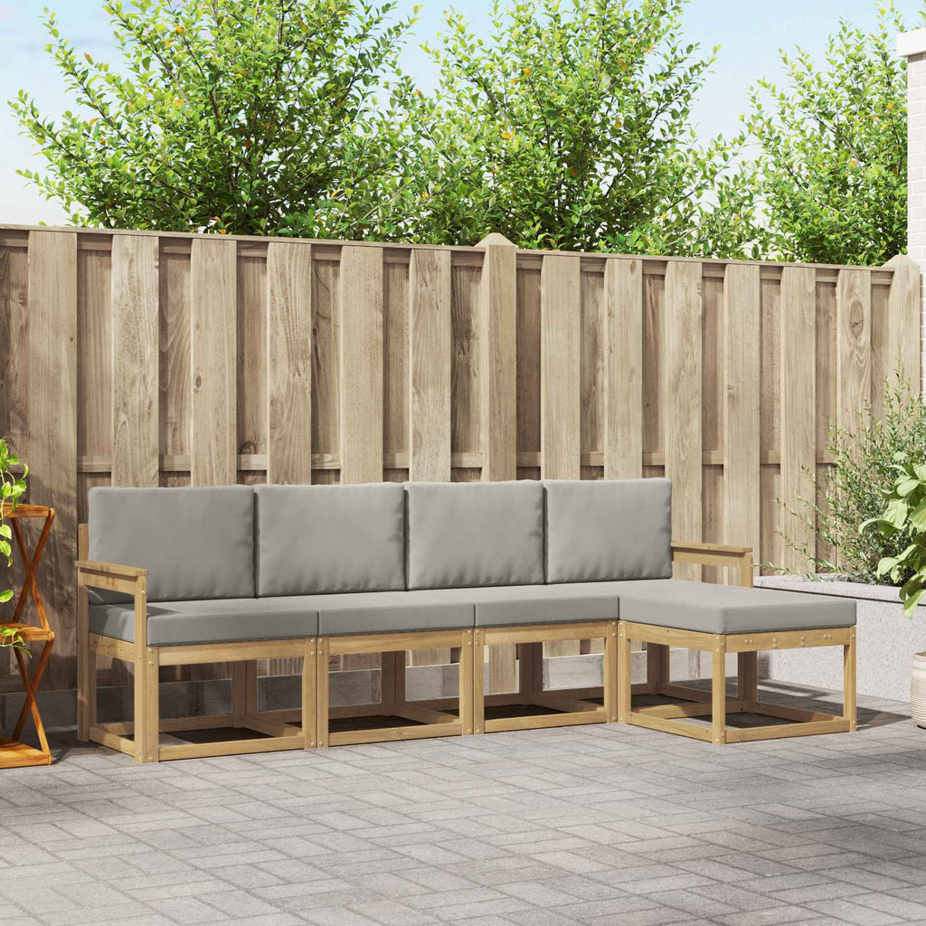 Outdoor-Sofagarnitur 5 pcs Weiß und Hellgrau