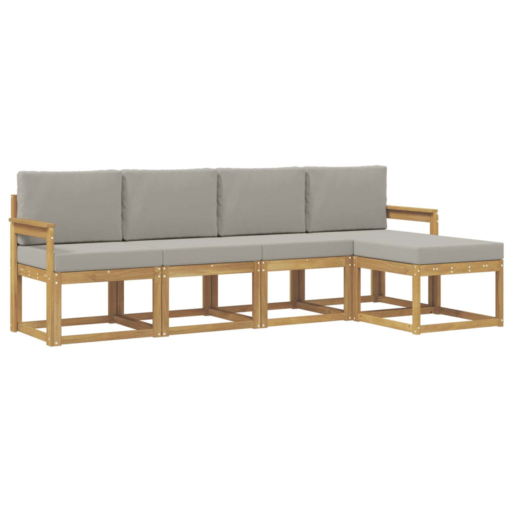 Outdoor-Sofagarnitur 5 pcs Weiß und Hellgrau