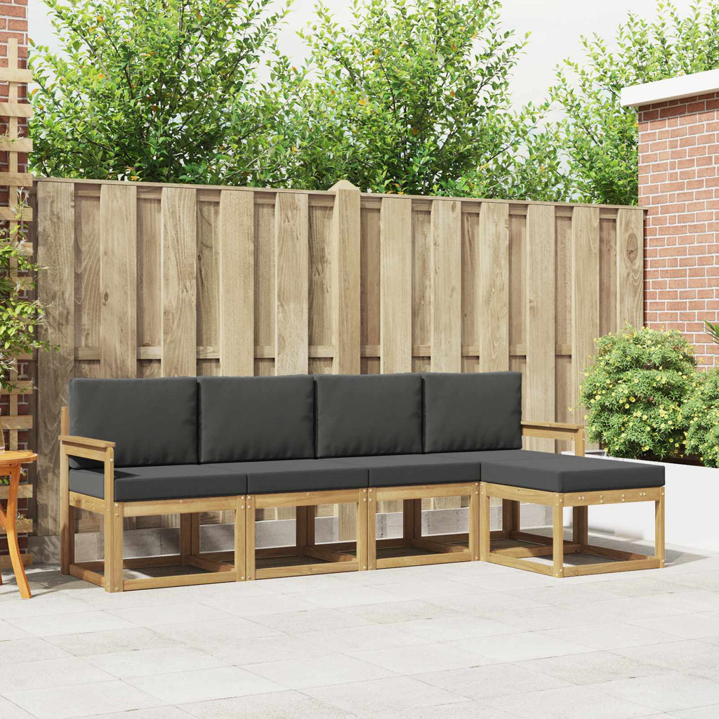 Outdoor-Sofagarnitur mit Kissen 5 pcs Weiß und Anthrazit
