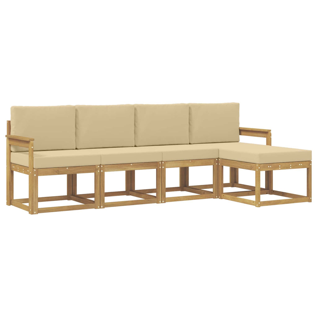 Outdoor-Sofagarnitur mit Kissen 5 pcs Weiß und Beige