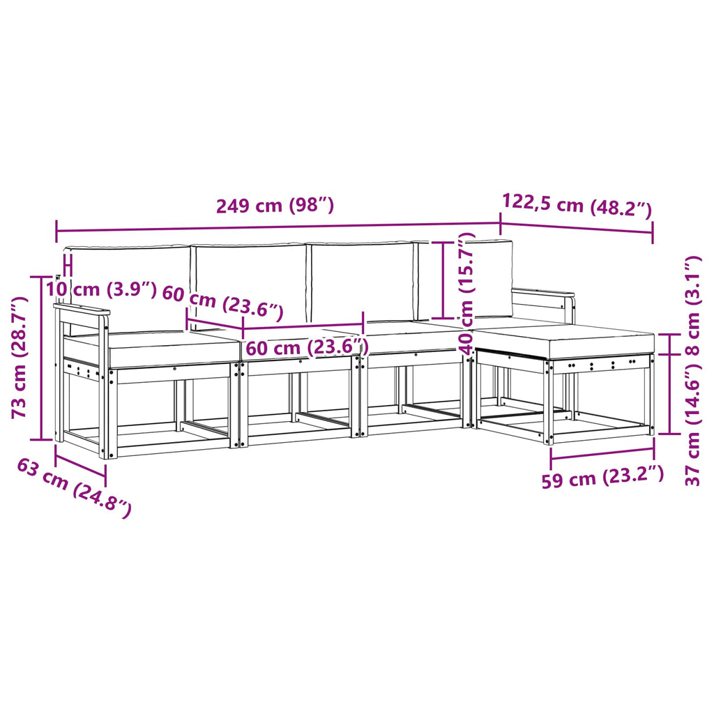 Outdoor-Sofagarnitur mit Kissen 5 pcs Weiß und Beige